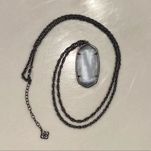 Kendra Scott - Rae / Raeanne Necklace - Gunmetal with Slate Stone